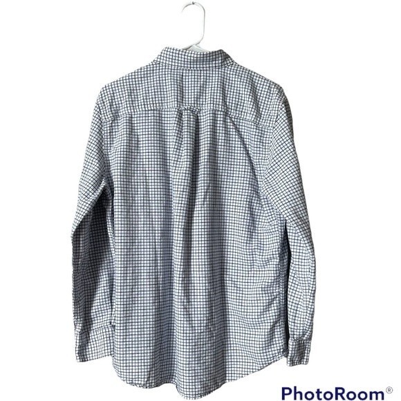 Chaps Mens Long Sleeve Button Down Blue/Black/White Plaid Medium - Picture 3 of 7